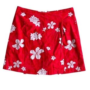 White Stag Women's Size 12 Red Floral Hawaiian Skort Casual Summer